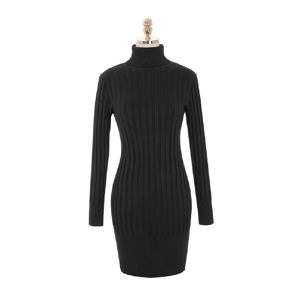 op4071 Turtleneck Corrugated Knit Dress