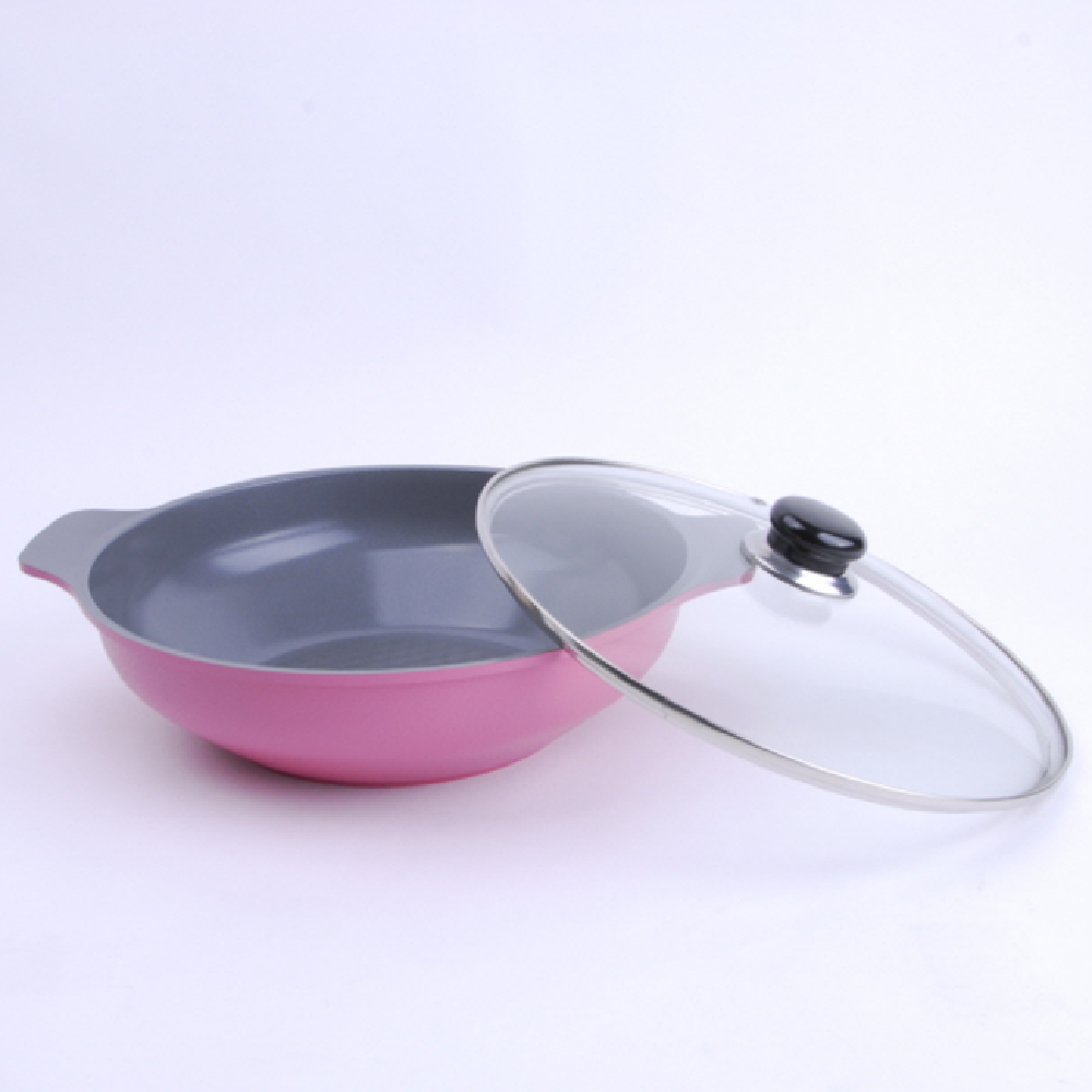 Aluminum Titanium stone coating set (Frying pan, wok, pot, grill pan, Tempered glass cover)