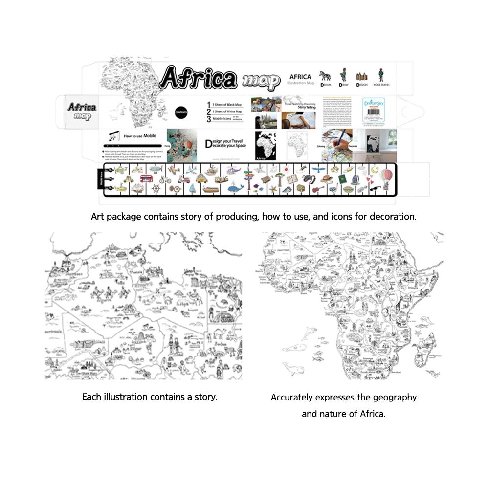 Dream Sky Nation-Map Decorative Coloring Painting DIY Paper Continent Map - Africa