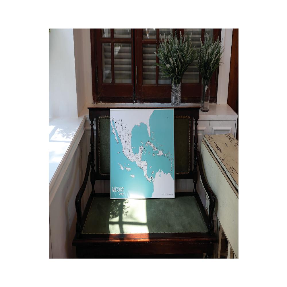 Dream Sky Nation-Map Decorative Coloring Painting DIY Paper Continent Map - Mexico