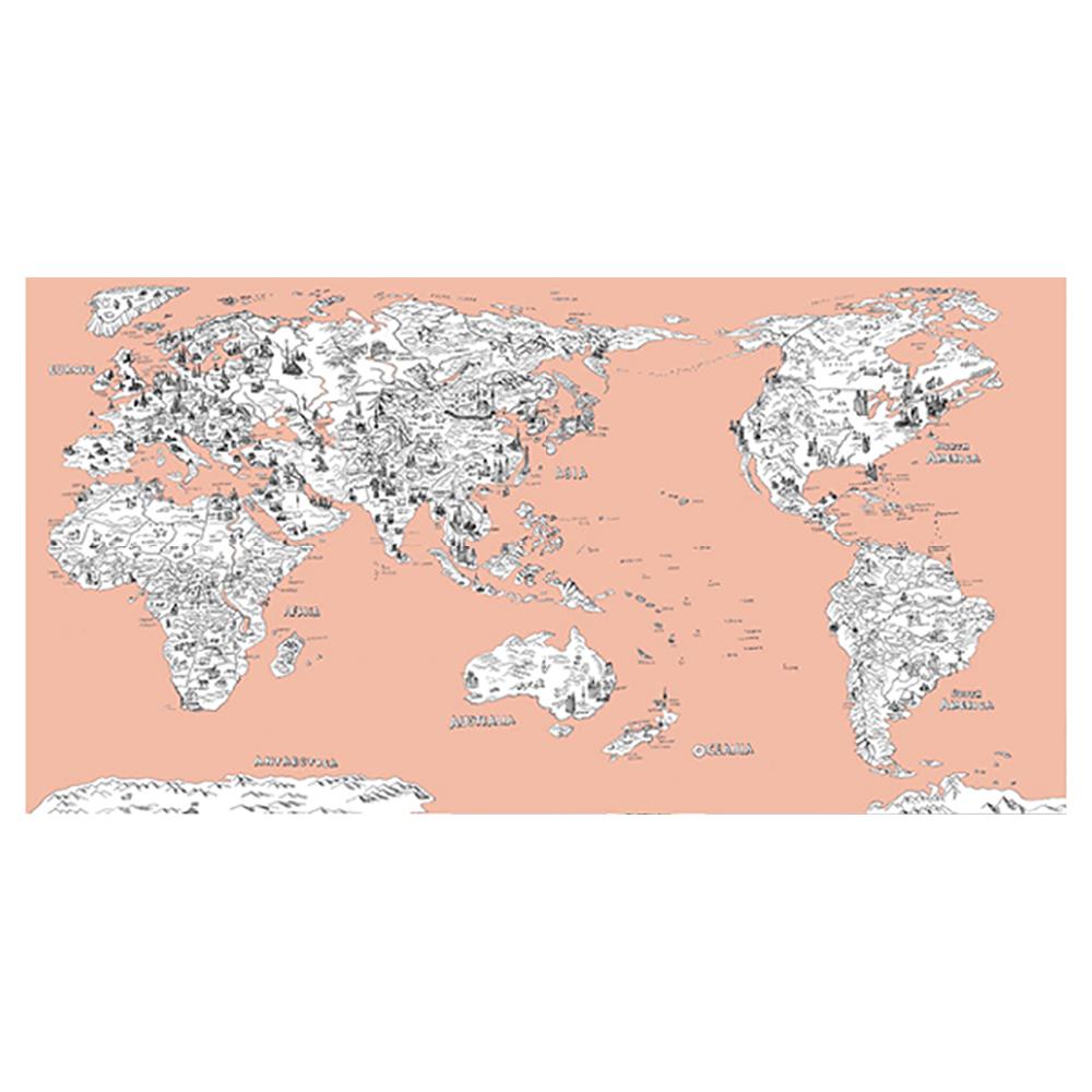 Dream Sky D-MAP Decorative Coloring Painting DIY Paper World Map - Coral PINK