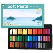 HASHI Non Toxic Soft Pastel Set for Professionals - Square Chalks Assorted Colors (48 Colors)