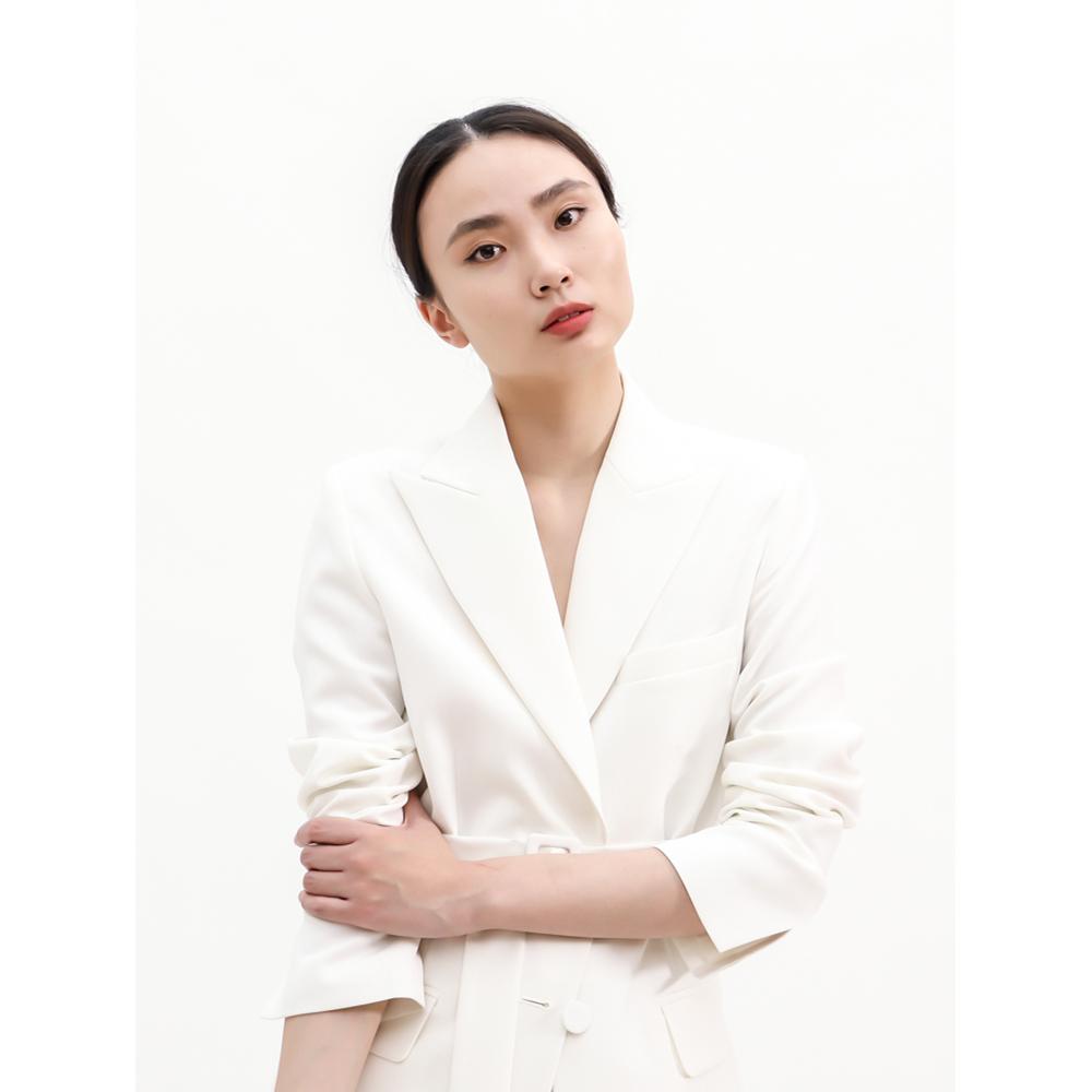 SUITHEEL LOOSE FIT BELTED SINGLE SUIT - WHITE