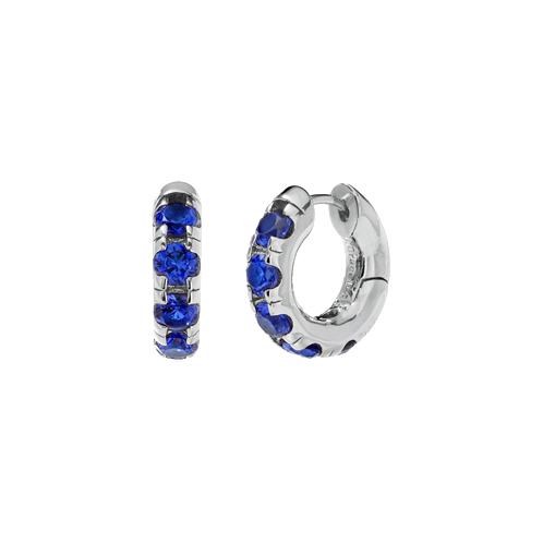 Round Volume Sapphire Earrings ( S925 )
