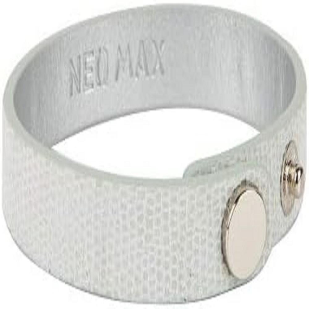 NEOMAX-12 Embedded Leather Magnet Bracelet (Various Size & Colors) 19cm(Medium),White