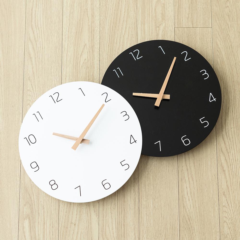 [100STORE] Silent Wall Clock - Simple - Mdf Wood - White - 30cm - 1pcs