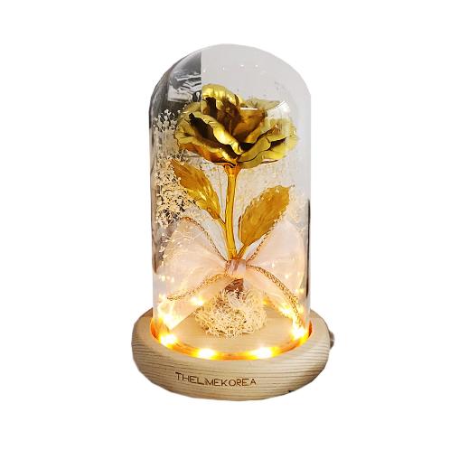 LED Gold Rose Glass Dome Mood Lamp Colorful Rose