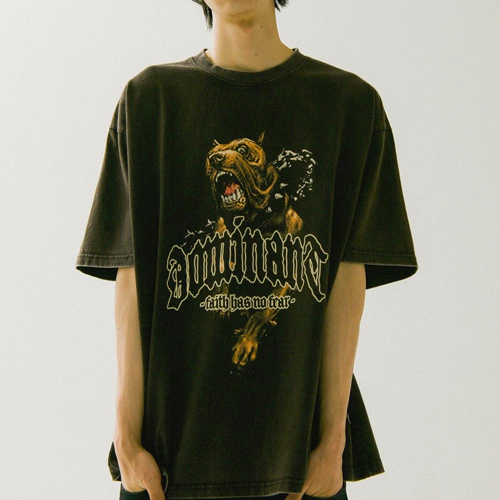 VINTAGE WASHING BULLDOG T-shirts BLACK