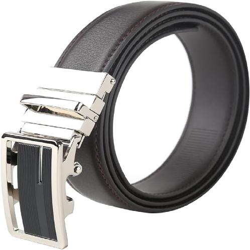 LineFit Men's Leather Belt_Casual Dress Classic Jean Adjustable Automatic Stretch Buckle N03 (Sizes