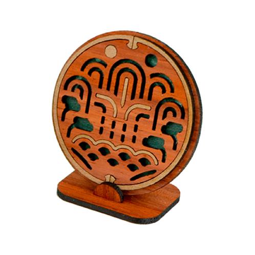 Korean Traditional Pattern Wooden Diffuser Holder / Sun, Moon and the Five Peaks