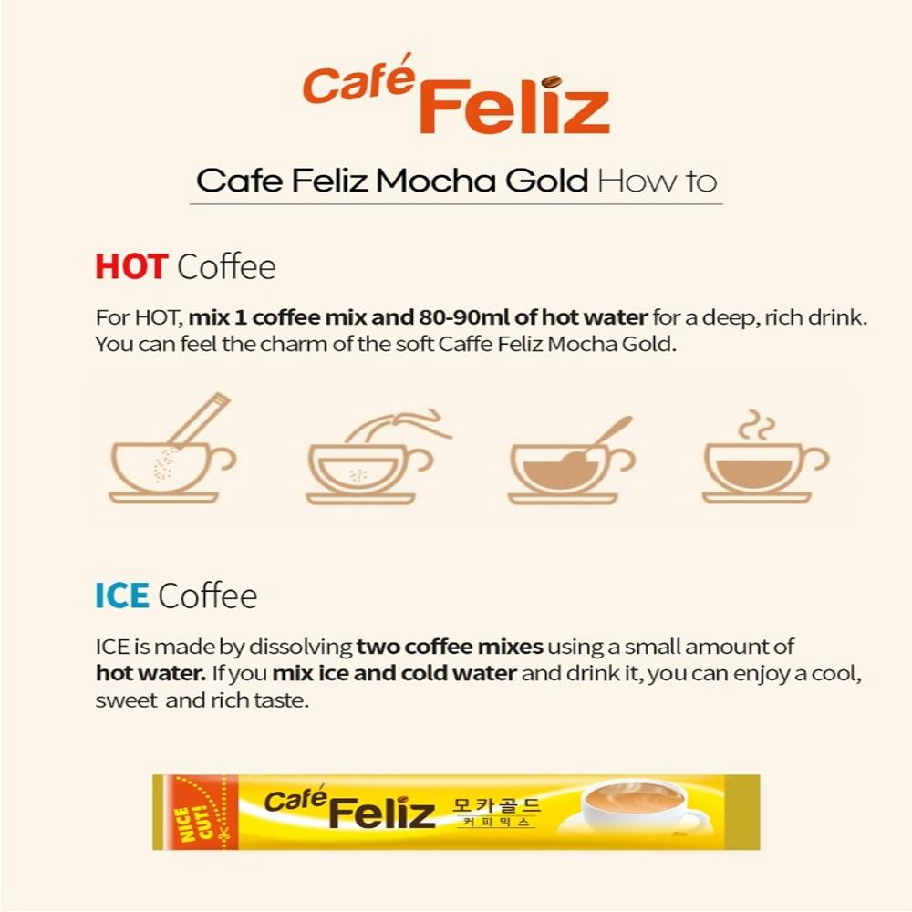 CAFE FELIZ Mocha Gold Instant Coffee (0.42oz X 100ea) Coffee Mix Powder